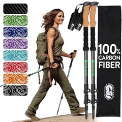 Ultra Lightweight 100% Carbon Fiber Trekking Poles – Collapsible Hiking Sticks w