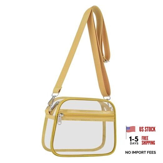 Clear Bag for Stadium Events Clear Sports Fan Handbags Purses with Large Gold