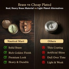 Wind & Weather Antiqued Brass Poem Compass with Leather Case