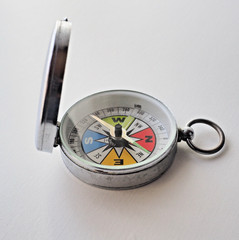 Vintage YCM Pocket Compass Made in Japan Working Needle Stopper Flip Lid Case