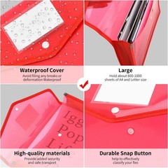Expanding File Folder Document Organizer with Snap Button, Waterproof Colorful