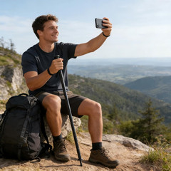 Trekking Pole Tactical Walking Stick, Multifunctional Aluminum Collapsible Survi