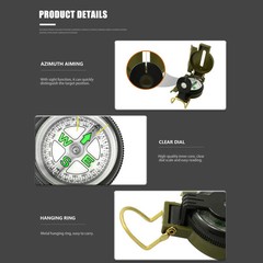 Multi-functional Portable Compass Phosphorescent Lensatic Compass for Hiking