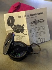 Vintage Lensatic Compass With Original Box And Paperwork In Original Pouch