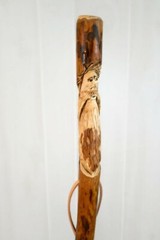 Walking Stick, Mountain Man Carving, Hardwood Hiking Staff, Strong, Made in USA