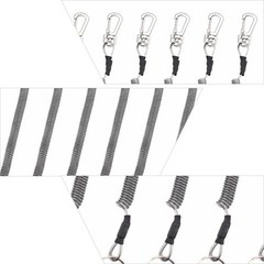 6Pcs Reusable Elastic Key Chains for Fishing Tools Grey PU Coiled Steel Wire
