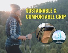 Compact Trek-Z Folding Trekking Poles with Cork Handle for Outdoor Adventures