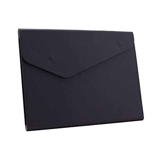 PU Leather File Folder Document Holder Waterproof Portfolio Envelope A4 Black