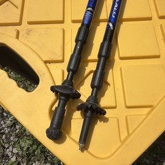 Pair Adjustable Trekking Poles Black Blue Foam Grip Wrist Straps