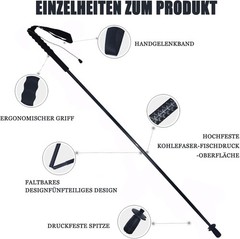 5-Section Carbon Fiber Trekking Poles, Lightweight and Durable 2-Pack, Foldable,