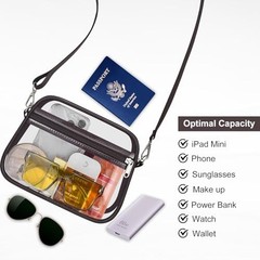 Clear Bag for Stadium Events Clear Sports Fan Handbags Purses Small Chocolate