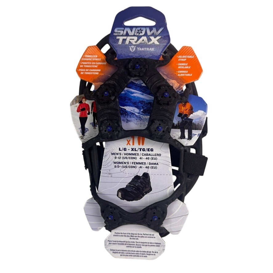 Yaktrax Snow Trax Ice Cleats Tungsten Carbide Spikes Large XL Black New x1 Pair