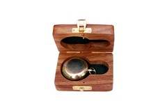 Vintage Brass Nautical Compass with Wooden Box, Magnetic Direction Finder, An…