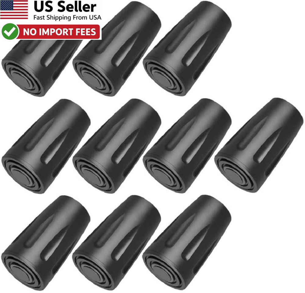10 Pack Trekking Pole Tips Rubber Hiking Stick Protectors Nordic Walking Caps