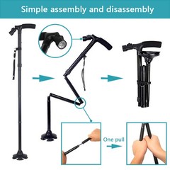 2 Pack Folding Walking Cane 5-Level Adjustable LED Light Travel Camping Hiking