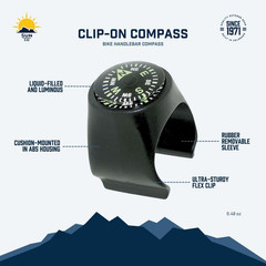 Clip-On Compass for Bikes | Handlebar Compass for Bicycle, Motorcycle, ATV, or S