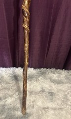Hand Carved Wooden Walking Stick Staff Rustic Spiral Grip Hiking Cane Primitive
