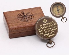 RII Solid Brass Engraved Compass Gifts with Poet Quotes, Perfect for Graduation,