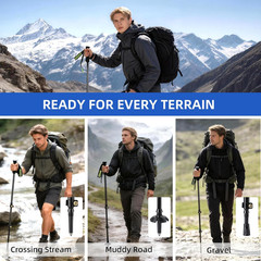 Carbon Fiber Trekking Poles, Ultra Strong Lightweight Collapsible Hiking Poles w