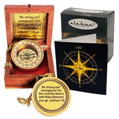 Inspirational Gift Compass – God My Lord Guide Me – Uplifting 2 inch, Brass