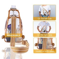 Clear Bag Stadium Approved, Clear Sling Bag with Embroidered Strap Khaki