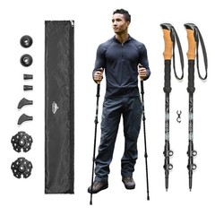 Lightweight Aircraft-Grade Aluminum Trekking Poles Extended Down Grip 2 Count