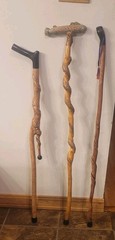 🔥BEAUTIFUL! Set of 3 Vintage Twisted Walking Sticks! Finished With Handles