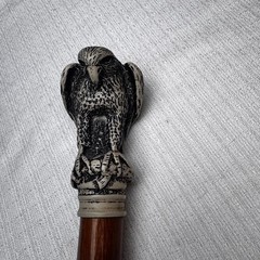 Vintage Owl Head Walking Cane 37 Inch Wood Shaft Bird Handle Collectible Decor