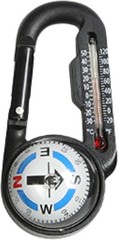 Carabiner Compass W/ Thermometer 4 x 3.5 inches Black Handheld Navigation Tool