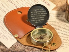 Retro PU Leather Compass Bag Portable Waist Pouch Outdoor Camping Watch Case