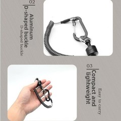 Spring Cord Magnetic Lanyard with Aluminum D Ring Clip for Camping Fishing Use