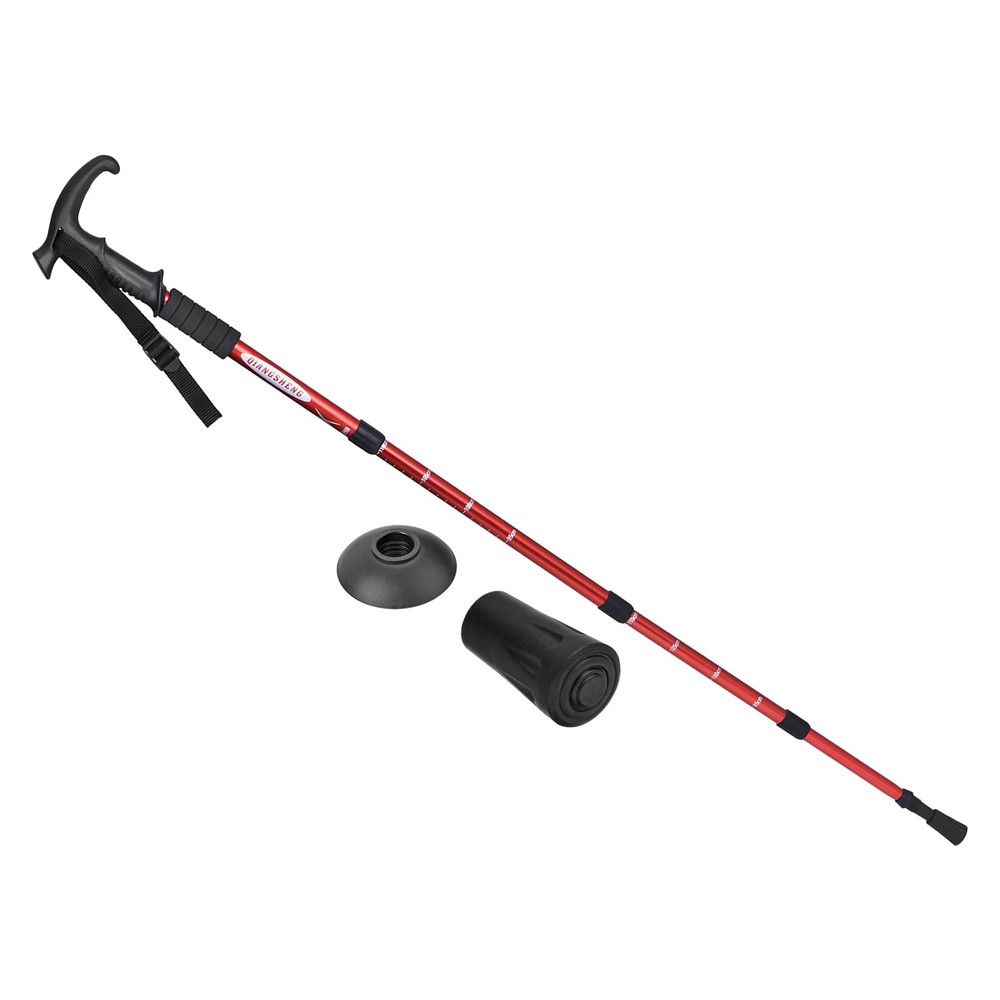 Trekking Poles, Collapsible Telescopic Hiking Pole 21-43 Inch T Handle Red