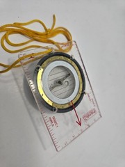 Vintage Coleman Baseplate Map Compass Lightweight Hiking Yellow Lanyard Taiwan