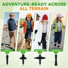 Kids Trekking Poles for Hiking – Collapsible Lightweight Hiking Poles, 2 Pack