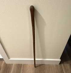 Carved Wooden Hiking Staff Walking Stick Cane Rounded Top Grip Brown
