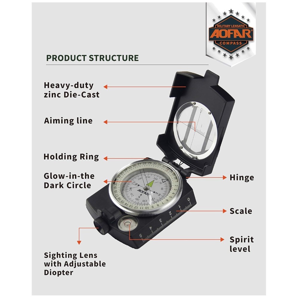 Waterproof Military Compass with Pouch – Adventure Essential