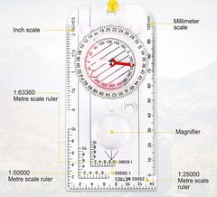 Navigation Compass, Expedition Map Reading, Lightweight Map Ruler, Compass with…