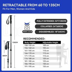 Trekking Poles Collapsible Hiking Poles – 2 Pack Adjustable Aluminum Hiking Stic