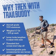 TrailBuddy Trekking Poles Lightweight 7075 Aluminum Collapsible Hiking Walking S