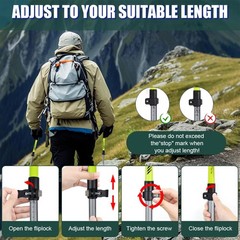 2X Trekking Poles Ultralight Aluminum Foldable Hiking Walking Sticks for Travel