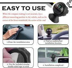 Compass for Car with Bottom Stick Car Compass Ball,Adjustible and Night Vision C