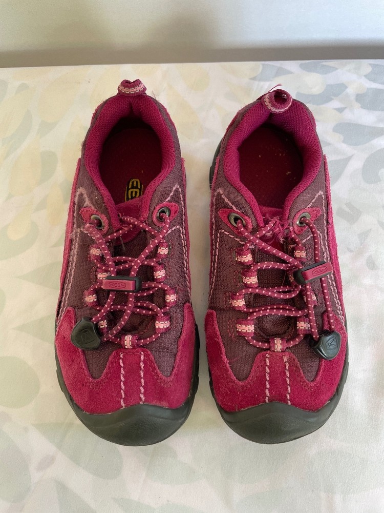 Keen Girls Parker low-top leather sude hiking shoes magenta pink Size 13