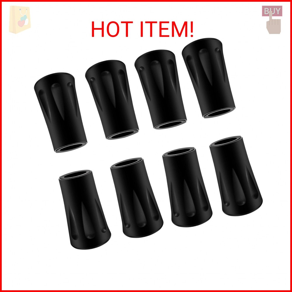 8Pcs Trekking Pole Tips Replacement Protectors, Rubber Feet for Hiking Pole Tips
