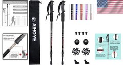 Hiking Trekking Poles – 2 Pack, Adjustable 25-52″ with Replacement Tips