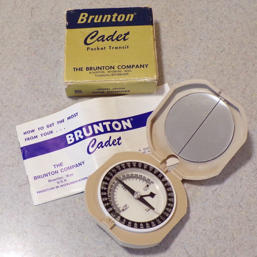Vintage Brunton Cadet Pocket Transit with Instructions and Box