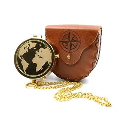 Compass Engraved Leather Case Personalised Compass Christening Gift V5