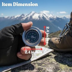 Gadgetime USA Mini Compass 2.4” x 2.4”, Portable Directional Compass for