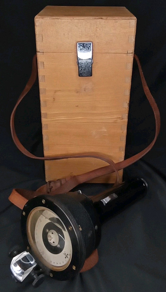Vintage 1950s Weems & Plath Hand Bearing Compass With Wood Case And Strap