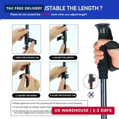 Trekking Poles Collapsible Hiking Poles – 2 Pack Adjustable Aluminum Hiking Stic