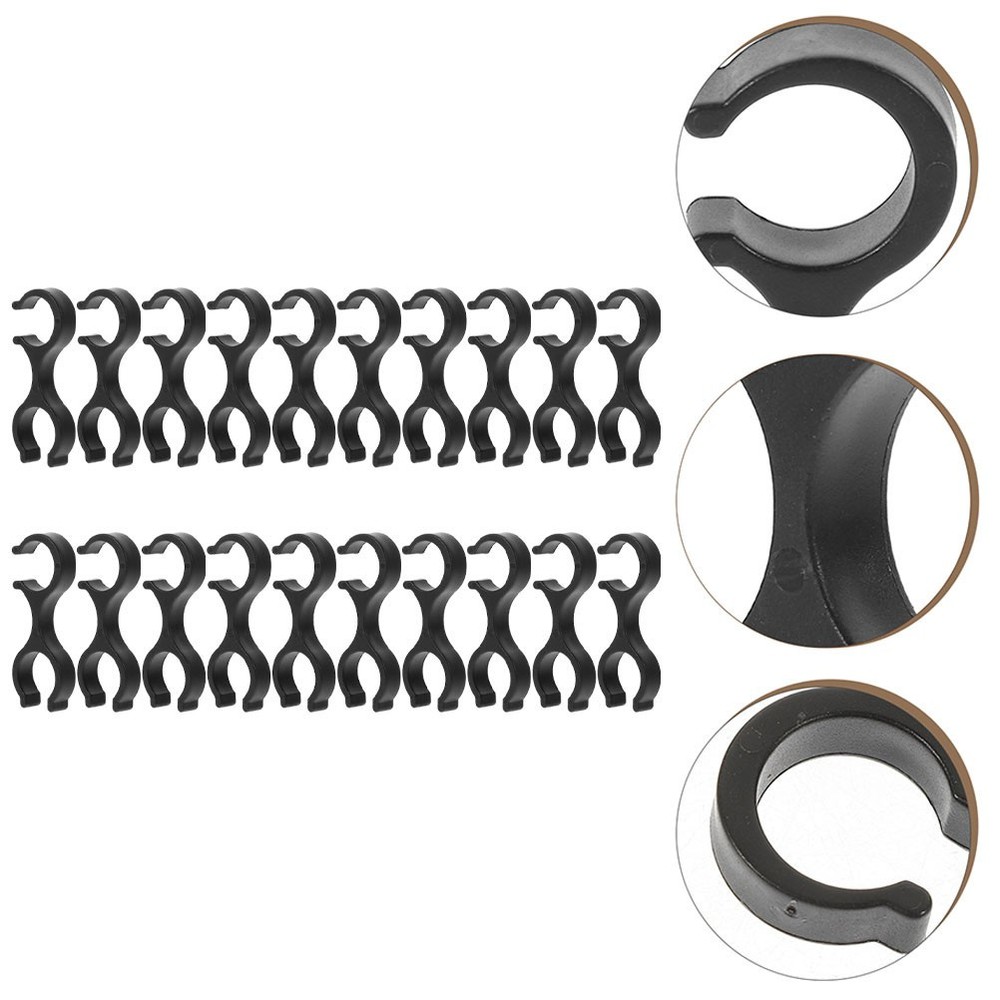 20Pcs Lightweight Plastic Cane Clips for Trekking Poles Durable Black Clips